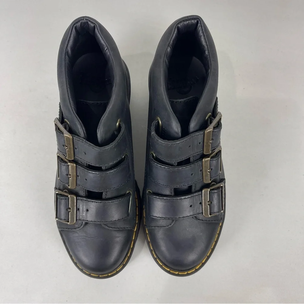 Dr. Martens Coppola Platform Ankle Boots Buckle Black Women's Size 5 Whimsigoth